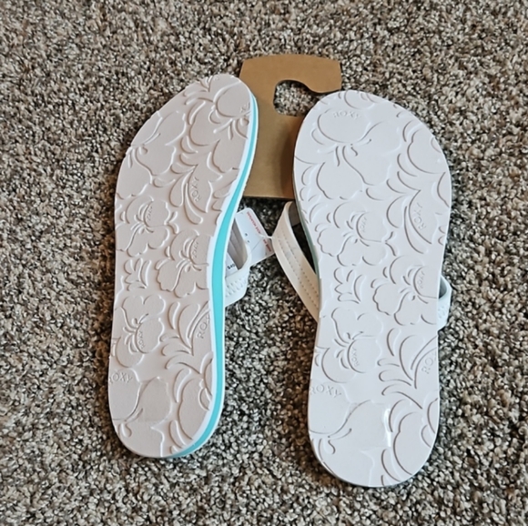 Roxy Floral Vista Loreto White Blue Floral Sandal Flip Flops Size 10 New ! - Picture 5 of 7